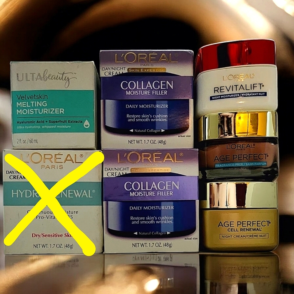6 full size luxury moisturizers L'Oreal collagen age perfect